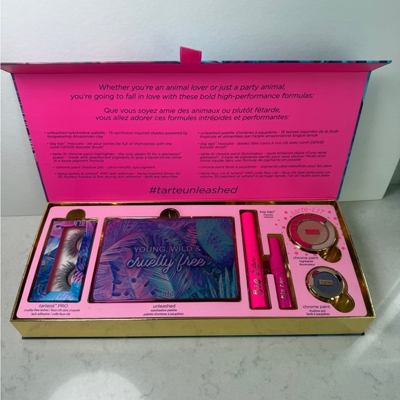 tarte Other - Tarte Unleashed Eyeshadow Mascara Shadow Pot Highlighter lashSet - Pink and Gold